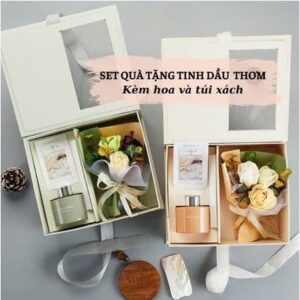 Set quà tặng sinh nhật tinh dầu thơm kèm thiệp và túi xách